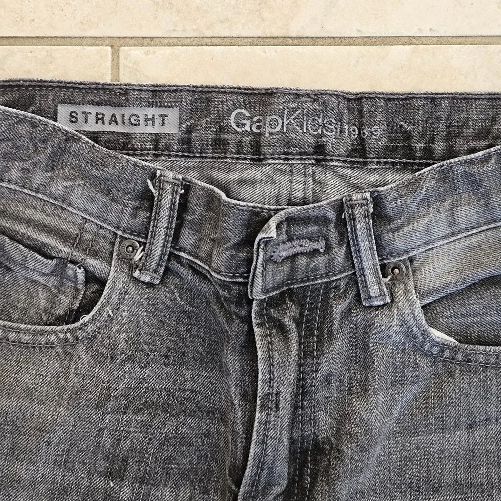 GAP Kids Boy's Straight Leg Jeans, Faded Black, Sz 14 Reg